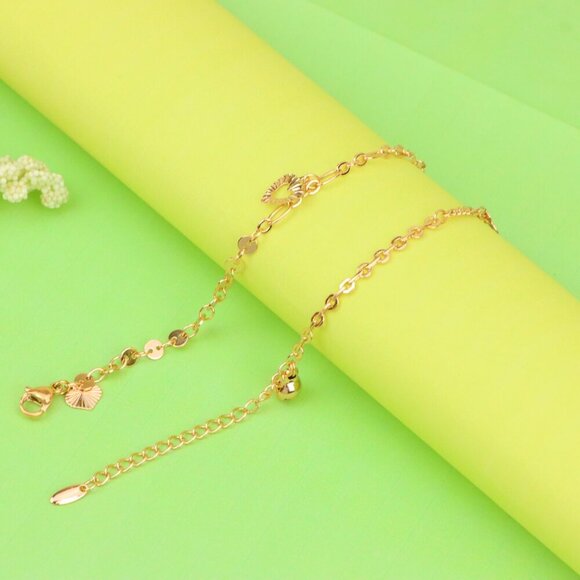 "Rose Gold Anklet with Heart & Peace Charms, XPAL1177 - Picture 8 of 12